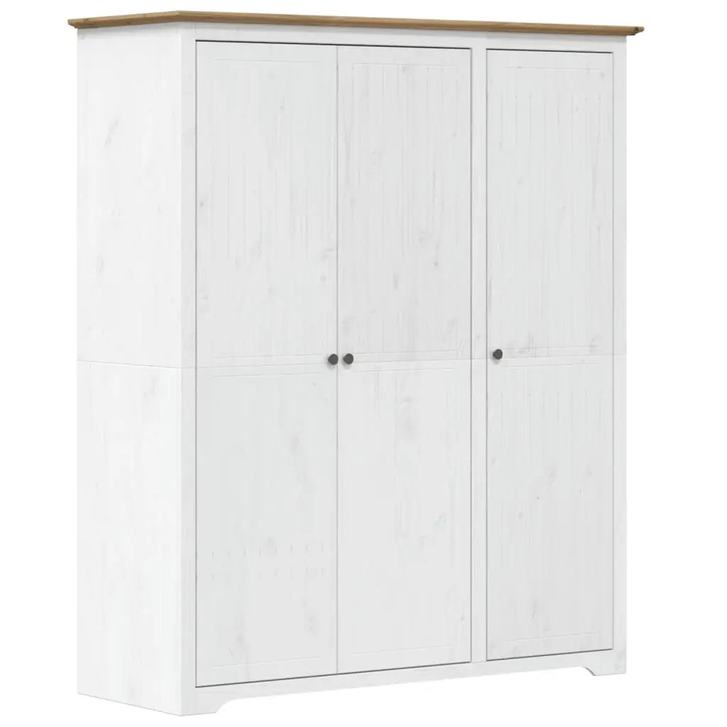Wardrobe BODO White and Brown Solid Wood Pine - Living with Luxury