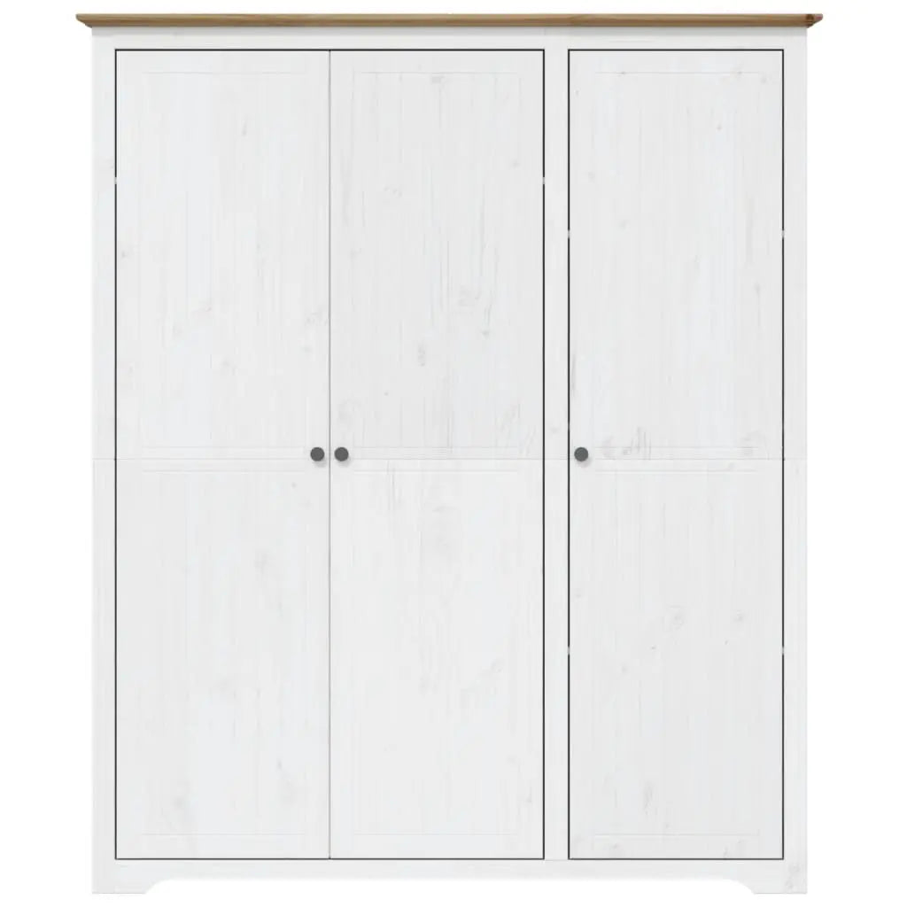Wardrobe BODO White and Brown Solid Wood Pine - Living with Luxury