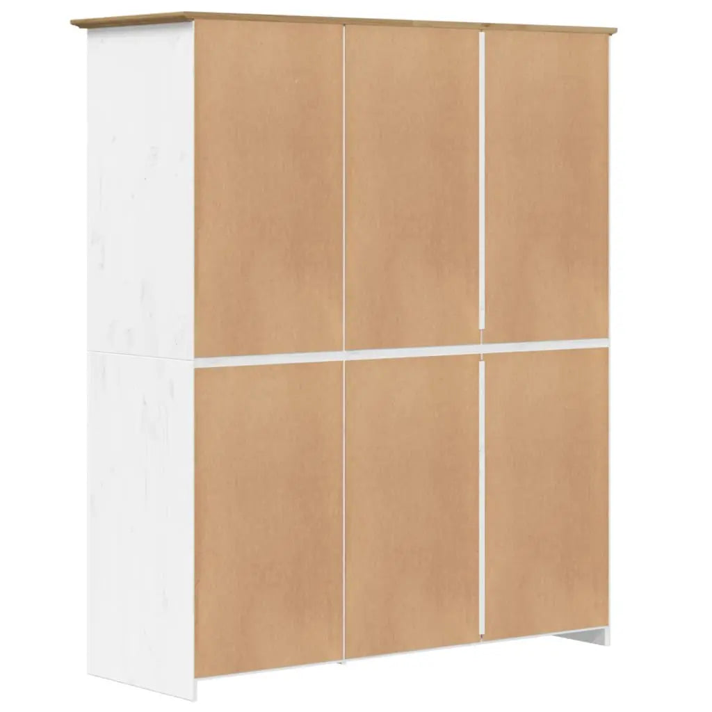 Wardrobe BODO White and Brown Solid Wood Pine - Living with Luxury
