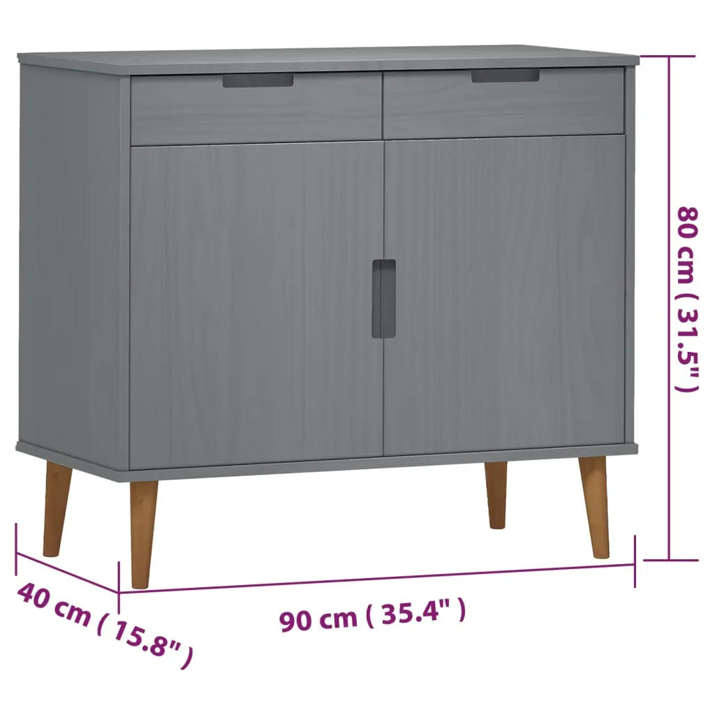 Sideboard MOLDE Grey Solid Wood Pine - Living with Luxury