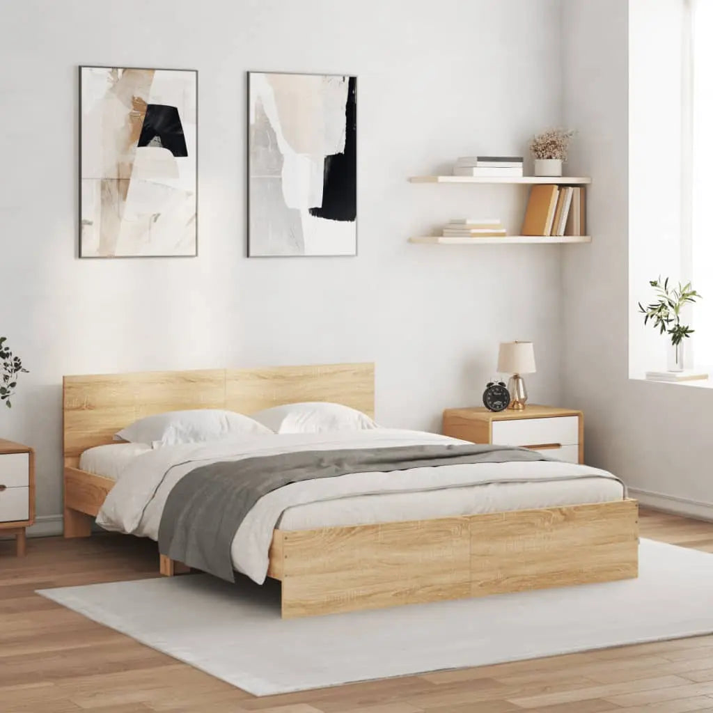 Bed Frame without Mattress Sonoma Oak - Living with Luxury