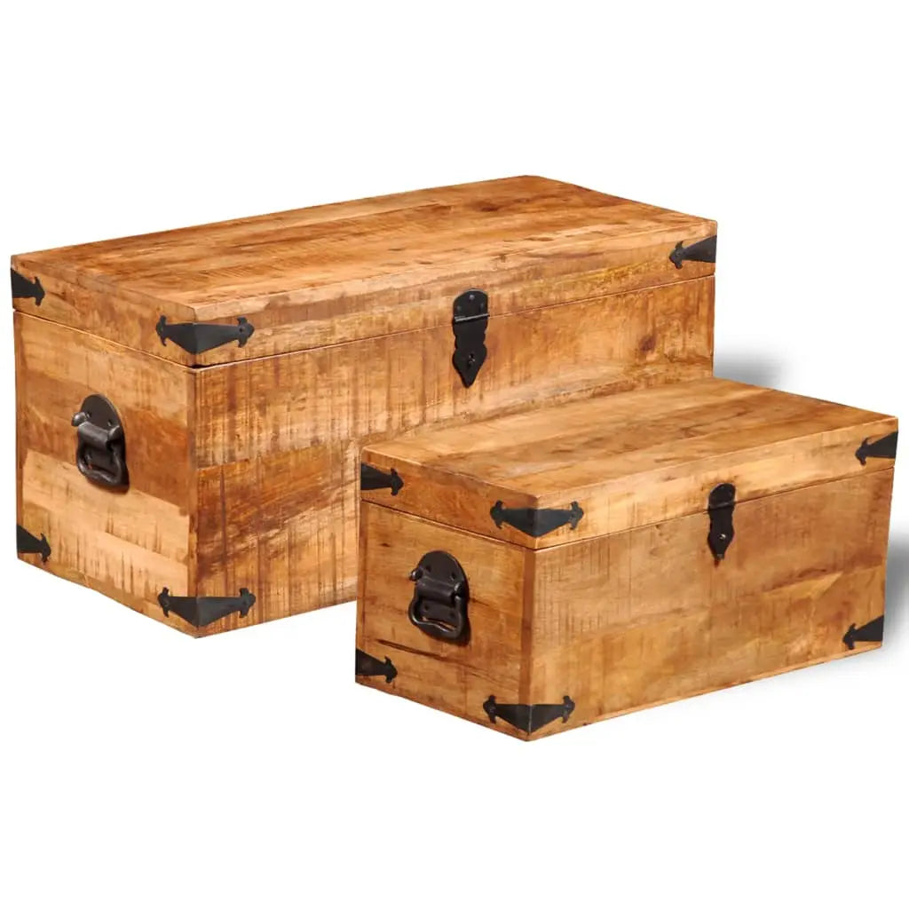 Storage Chest Set 2 Pieces Rough Mango Wood - Living with Luxury