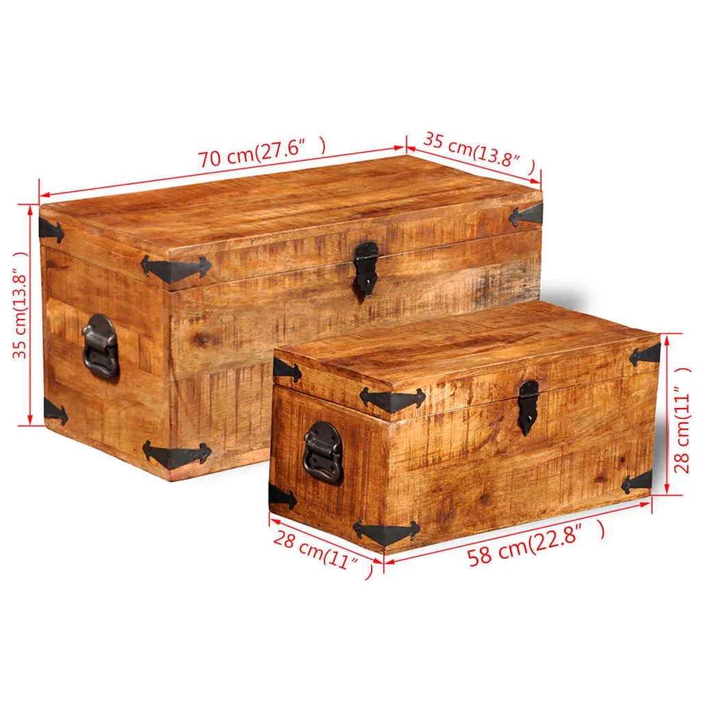 Storage Chest Set 2 Pieces Rough Mango Wood - Living with Luxury