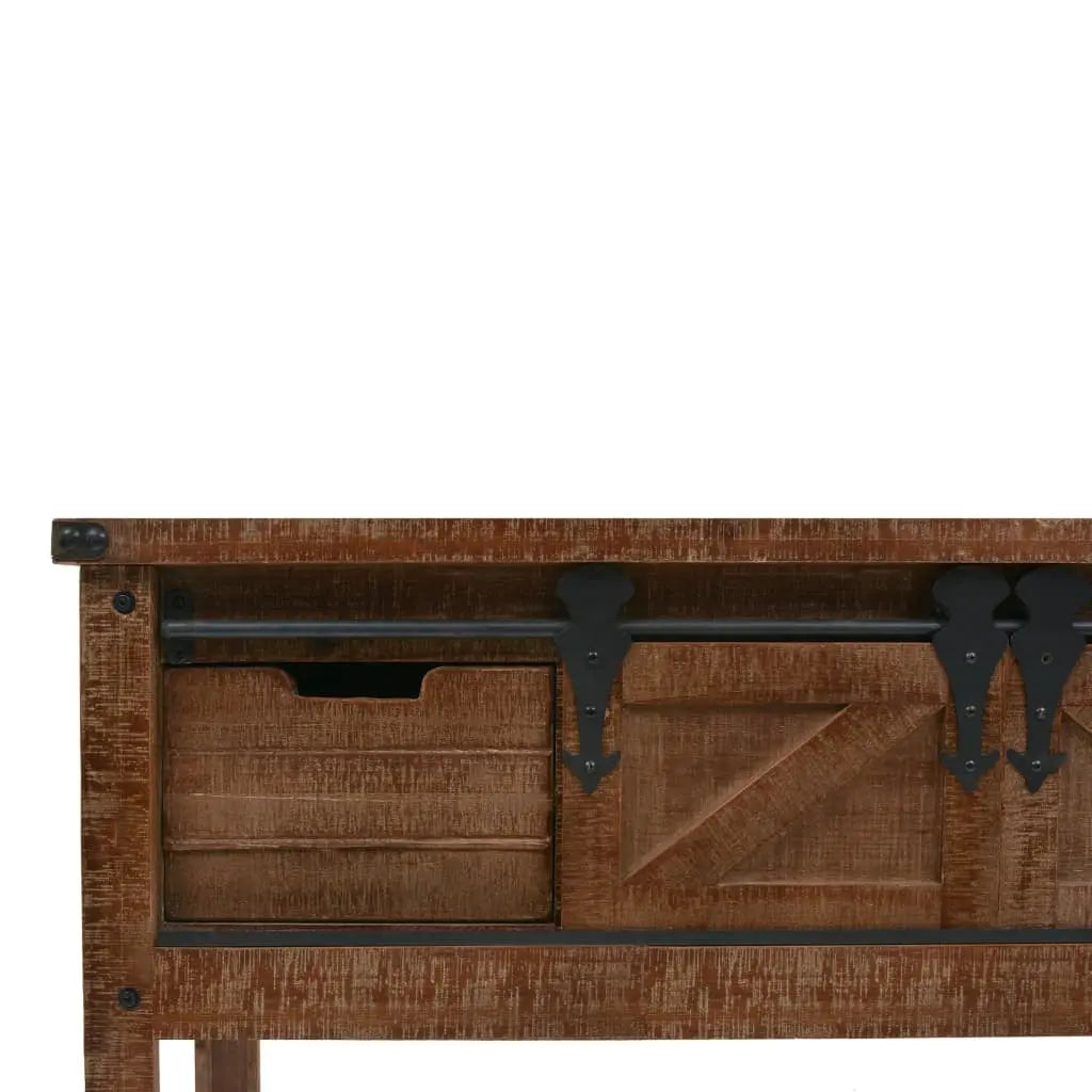 Console Table Solid Fir Wood Brown - Living with Luxury