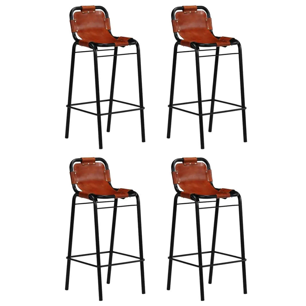 Bar Set 5 Pieces Solid Reclaimed Wood and Genuine Goat Leather - Living with Luxury