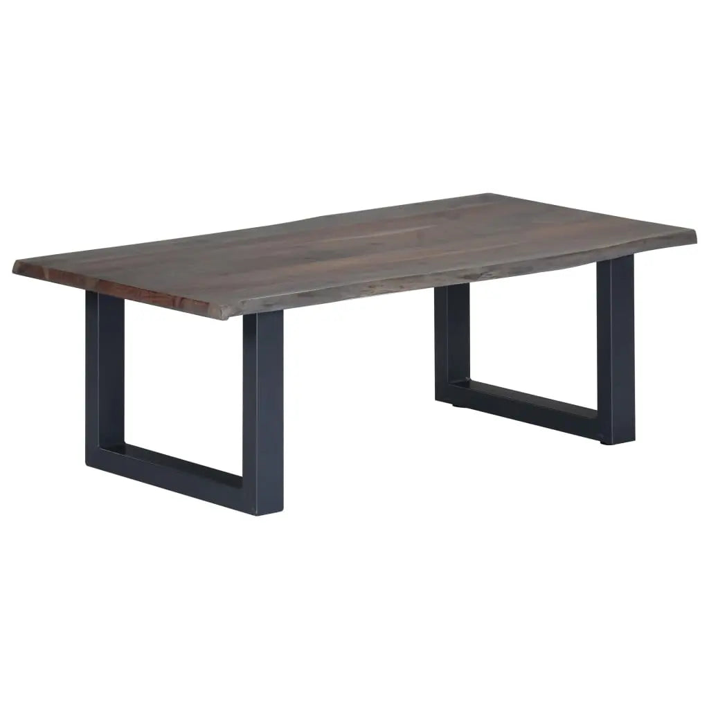 Coffee Table with Live Edges Grey Solid Acacia Wood - Living with Luxury