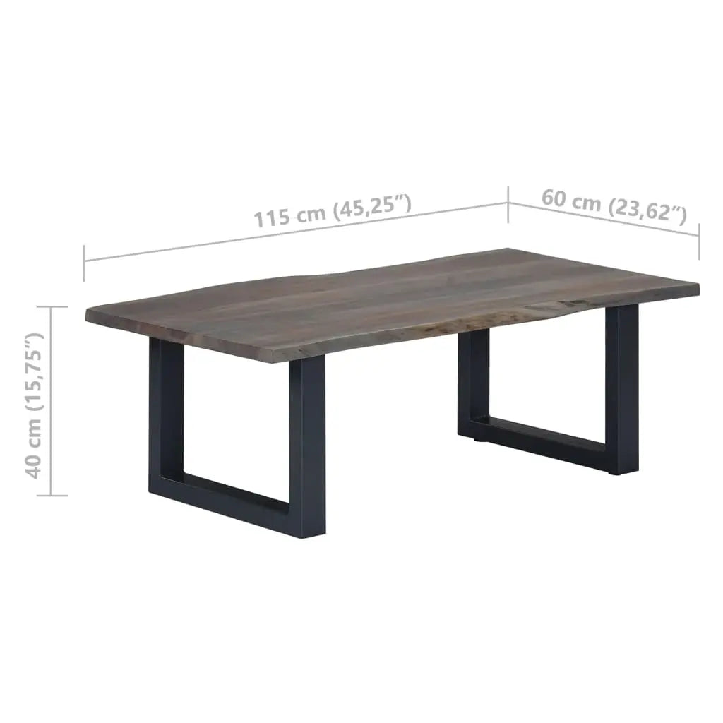 Coffee Table with Live Edges Grey Solid Acacia Wood - Living with Luxury
