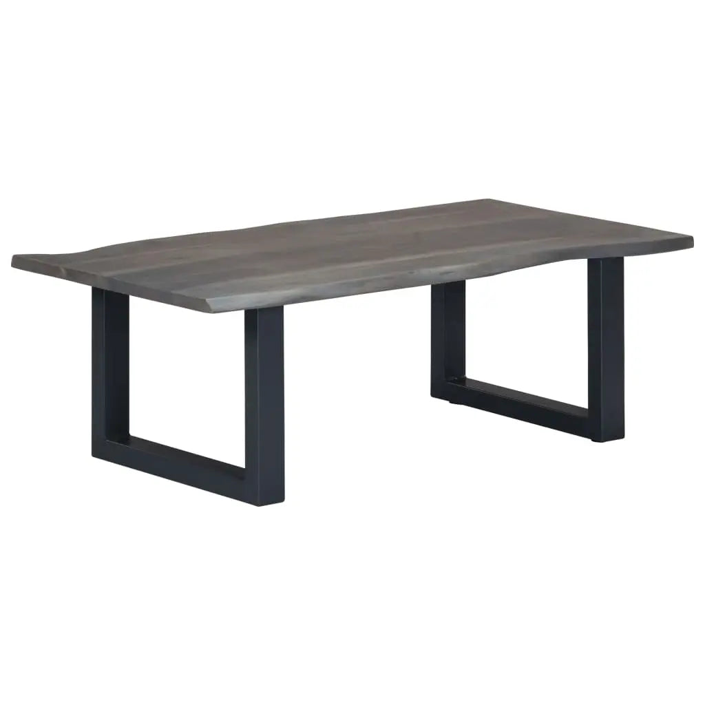 Coffee Table with Live Edges Grey Solid Acacia Wood - Living with Luxury