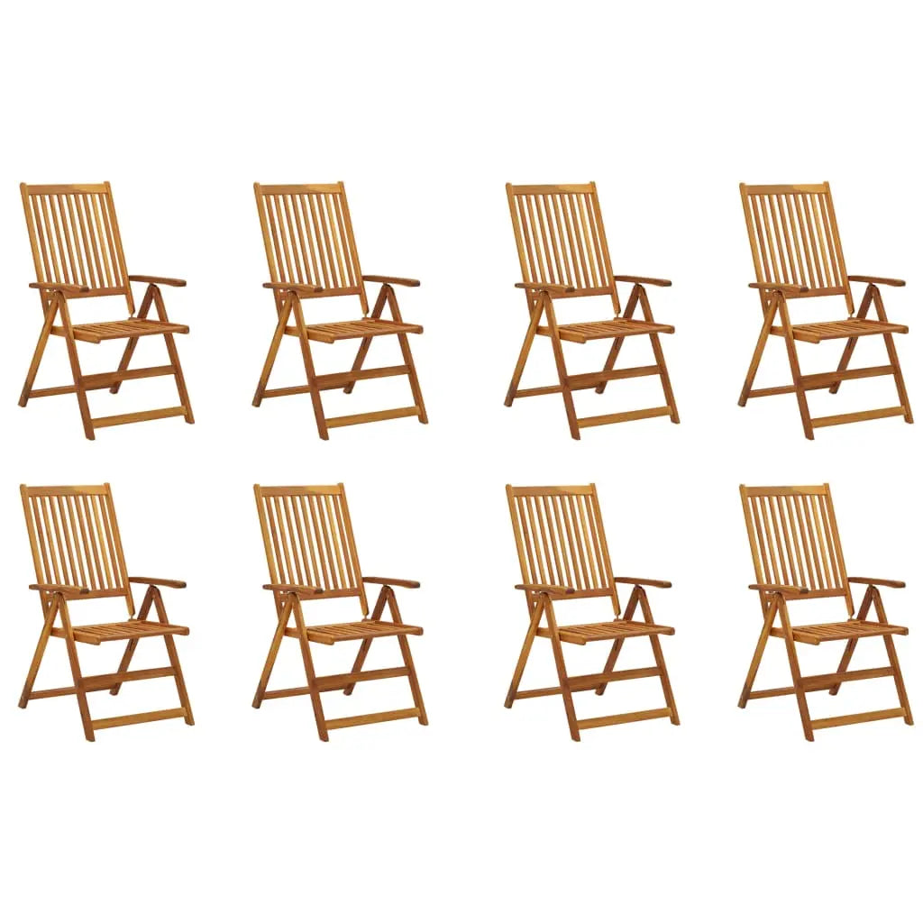 Folding Garden Chairs 8 pcs Solid Acacia Wood - Living with Luxury