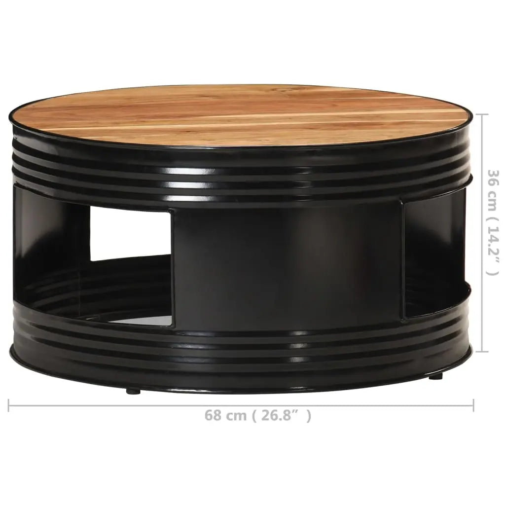 Coffee Table Black Solid Acacia Wood - Living with Luxury