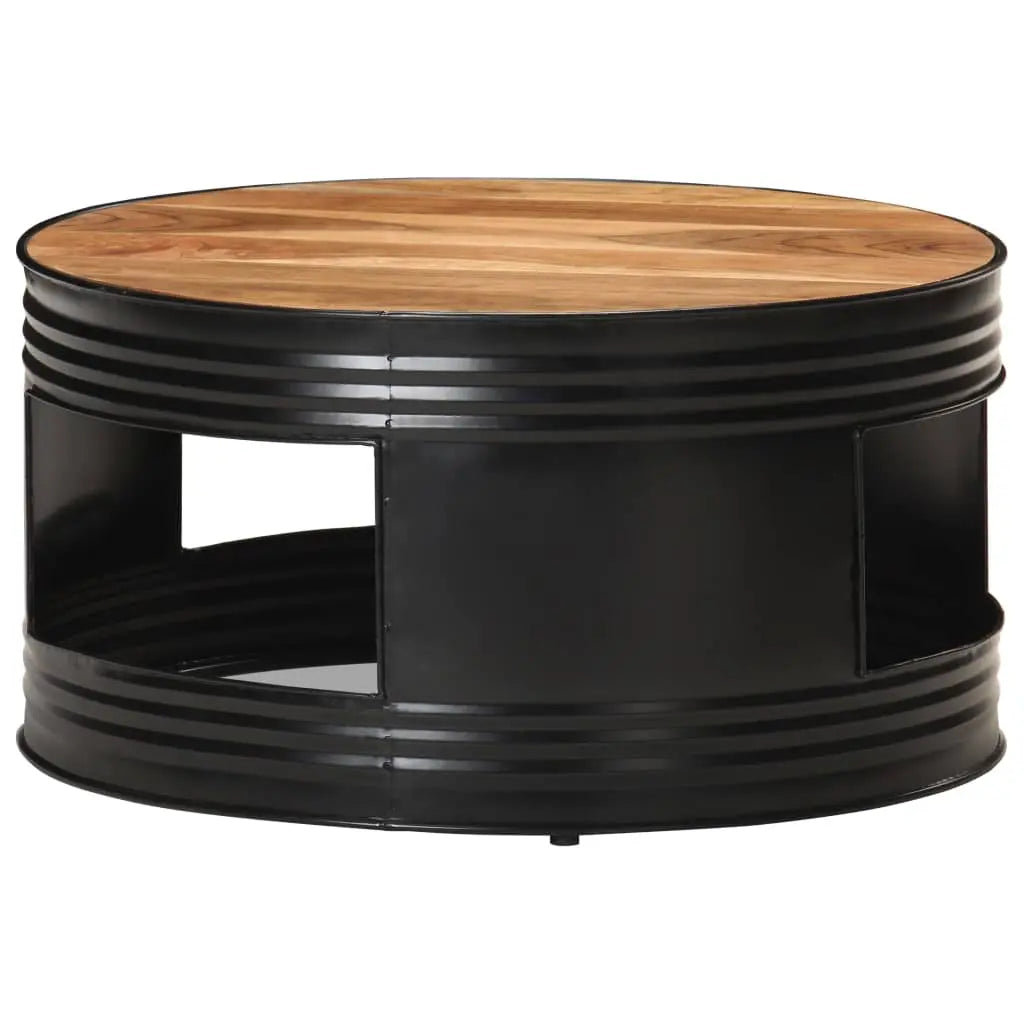 Coffee Table Black Solid Acacia Wood - Living with Luxury