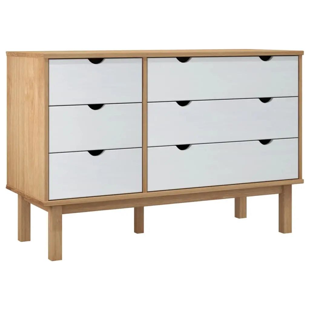 Drawer Cabinet OTTA Brown&White Solid Wood Pine - Living with Luxury