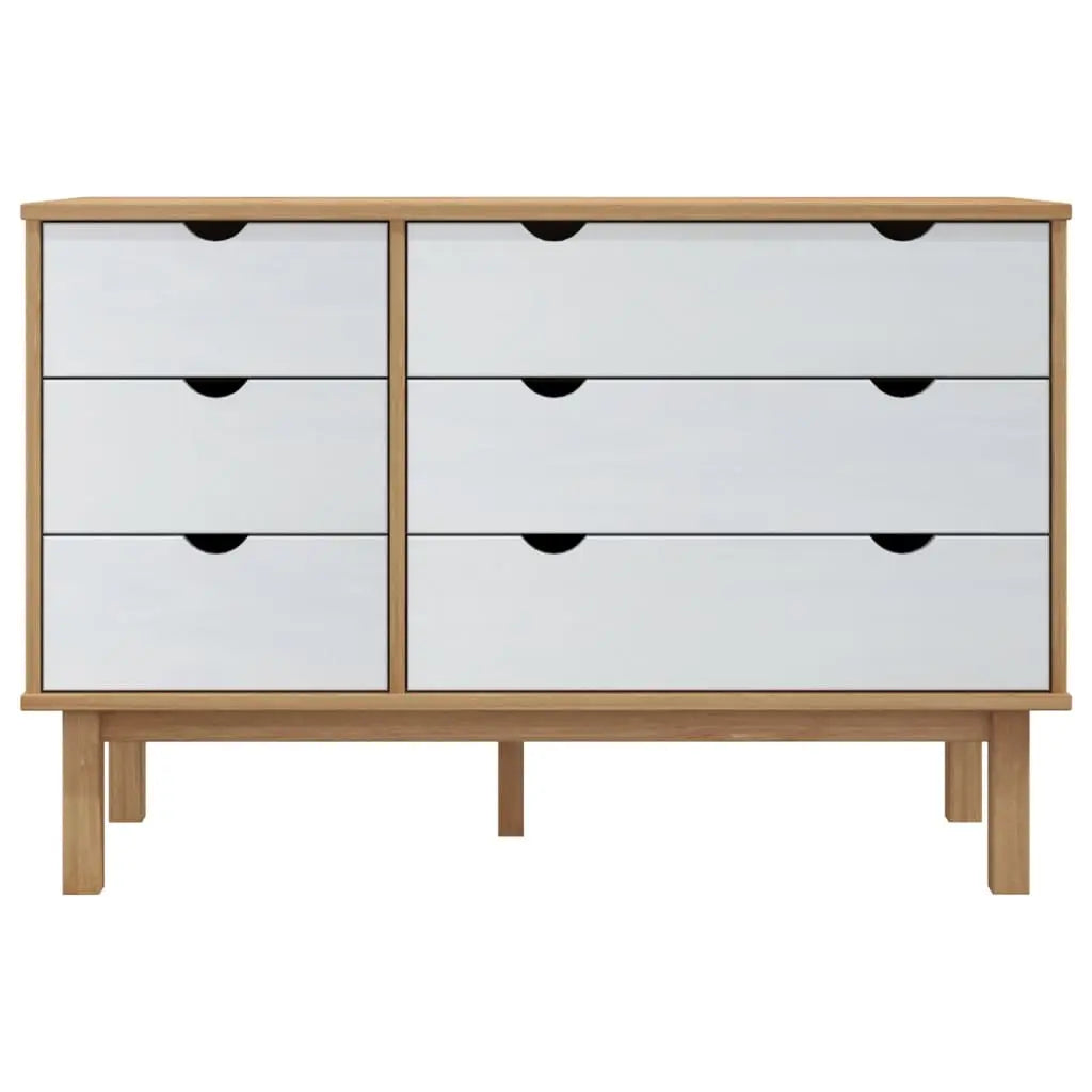 Drawer Cabinet OTTA Brown&White Solid Wood Pine - Living with Luxury