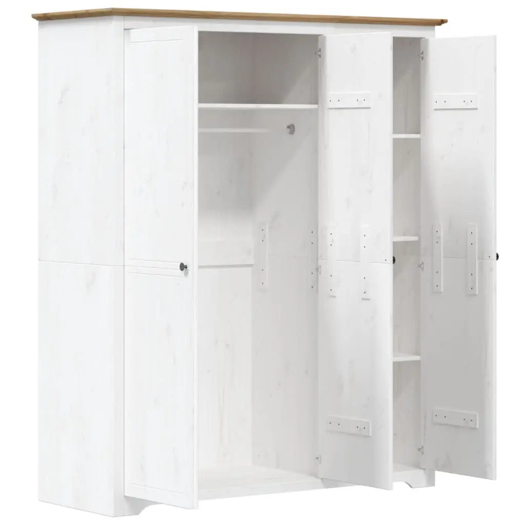 Wardrobe BODO White and Brown Solid Wood Pine - Living with Luxury