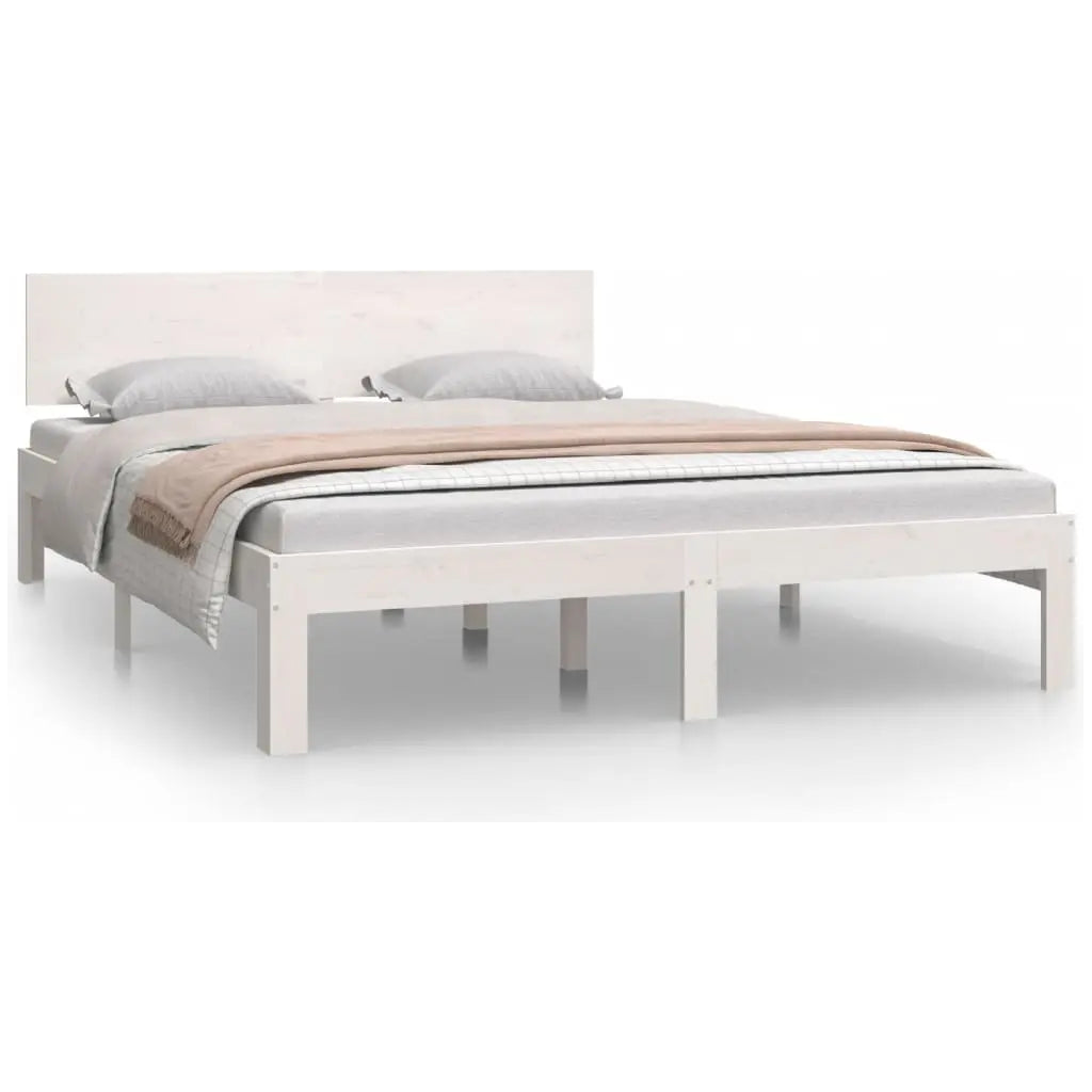 Bed Frame without Mattress White Solid Wood Pine - Living with Luxury