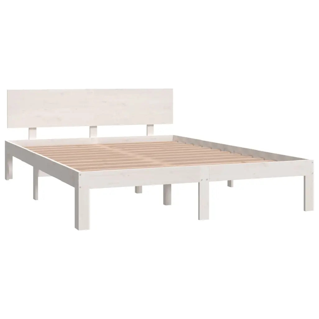Bed Frame without Mattress White Solid Wood Pine - Living with Luxury