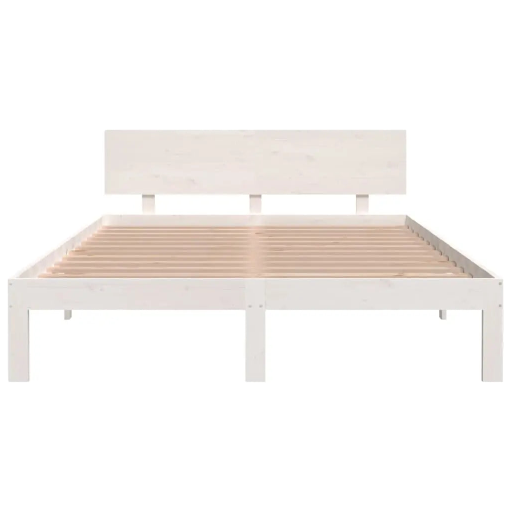 Bed Frame without Mattress White Solid Wood Pine - Living with Luxury