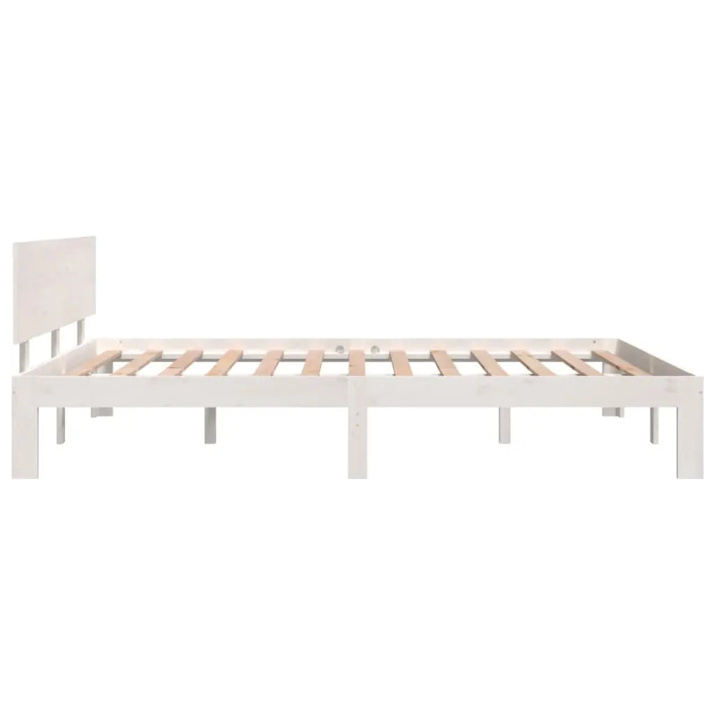 Bed Frame without Mattress White Solid Wood Pine - Living with Luxury