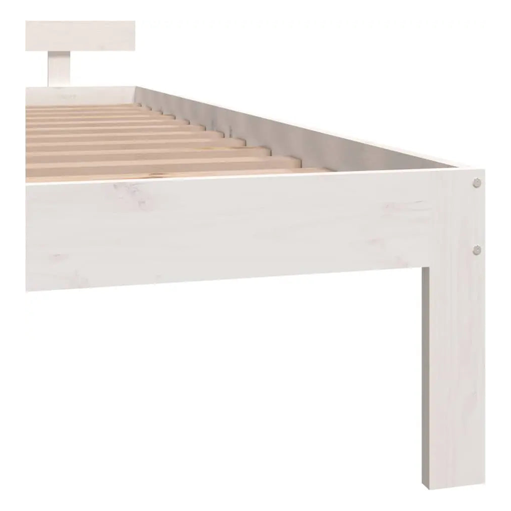 Bed Frame without Mattress White Solid Wood Pine - Living with Luxury