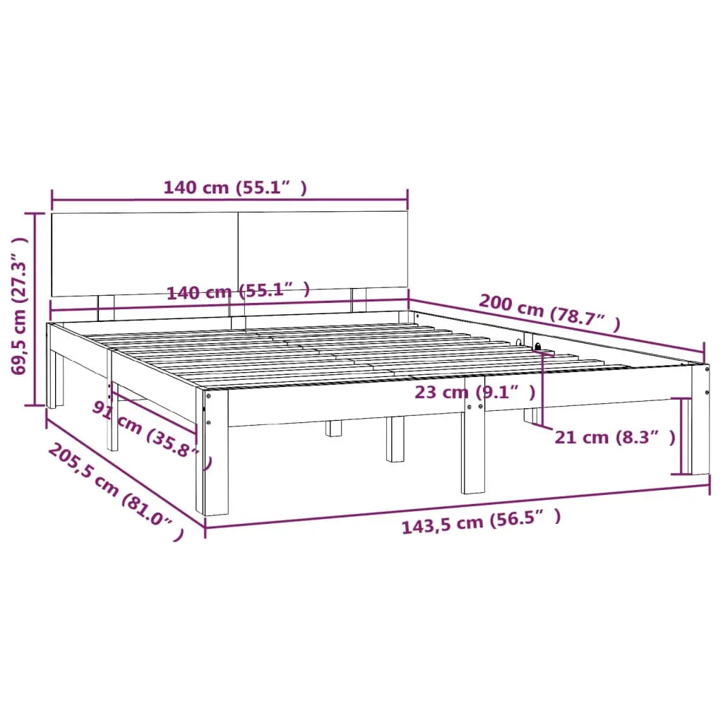 Bed Frame without Mattress White Solid Wood Pine - Living with Luxury