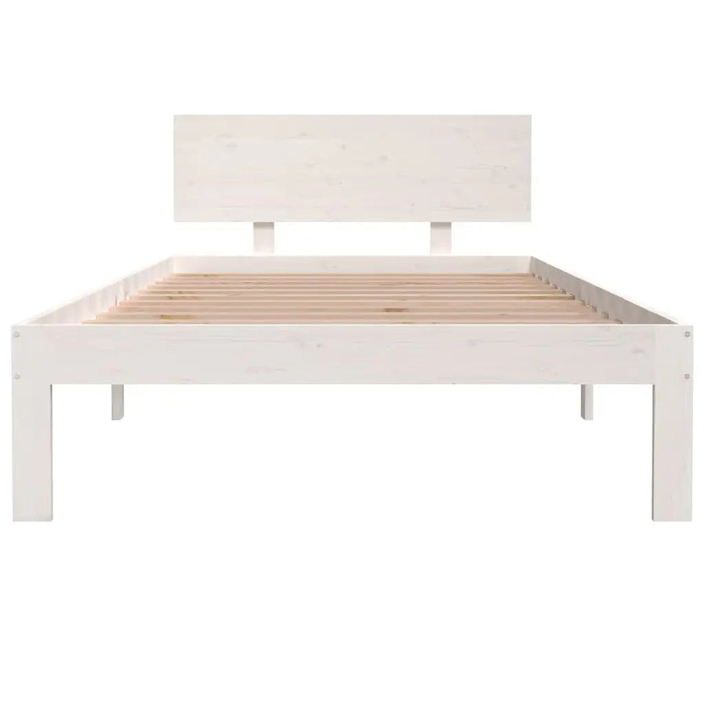 Bed Frame without Mattress White Solid Wood Pine - Living with Luxury