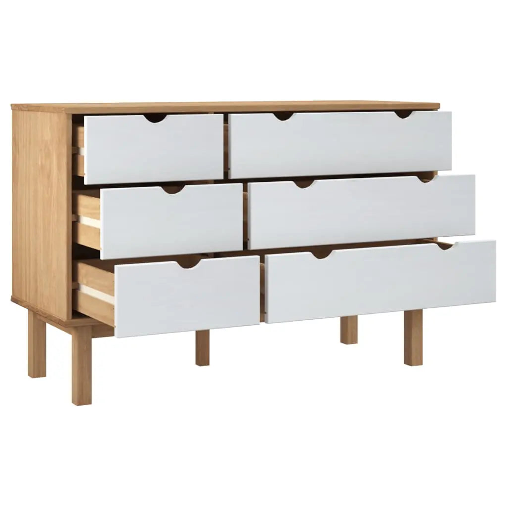 Drawer Cabinet OTTA Brown&White Solid Wood Pine - Living with Luxury