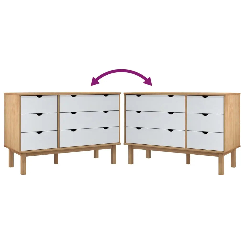 Drawer Cabinet OTTA Brown&White Solid Wood Pine - Living with Luxury