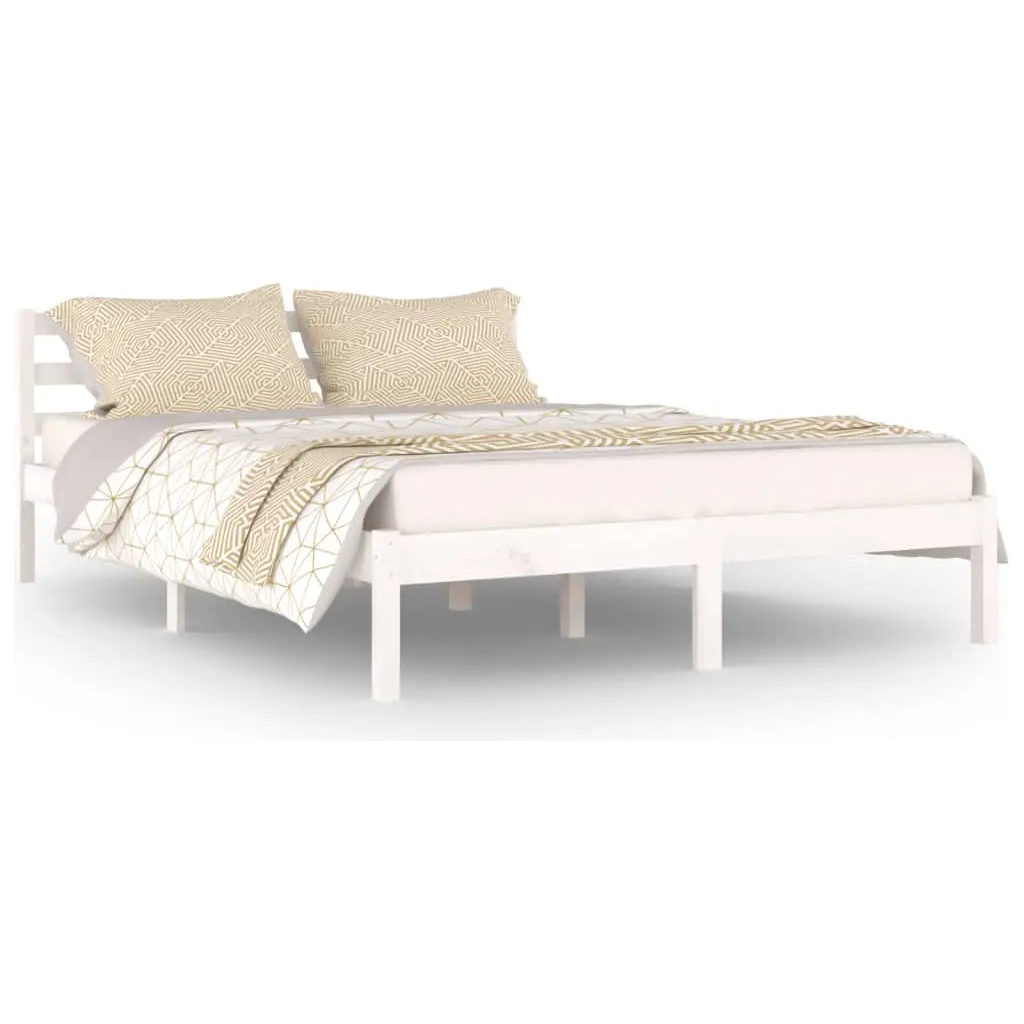 Bed Frame without Mattress Solid Wood Pine White - Living with Luxury
