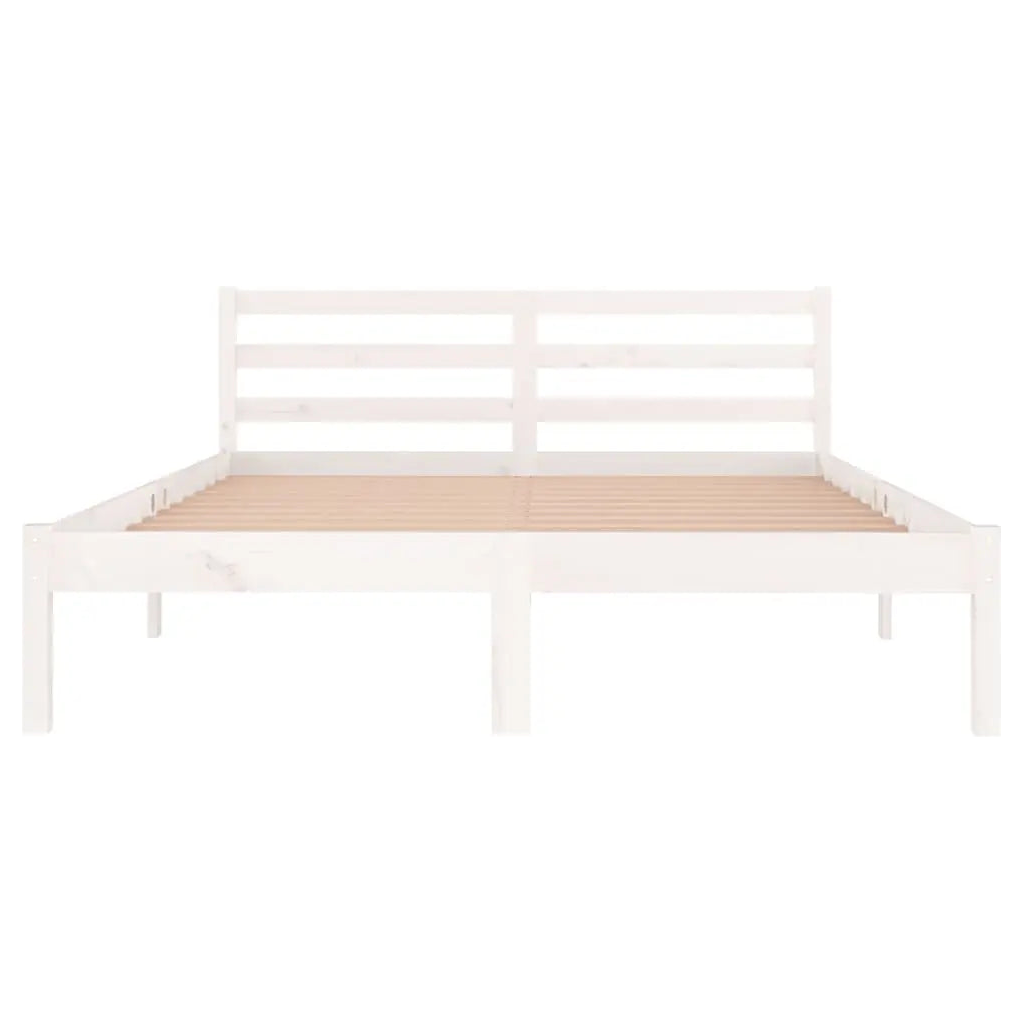 Bed Frame without Mattress Solid Wood Pine White - Living with Luxury