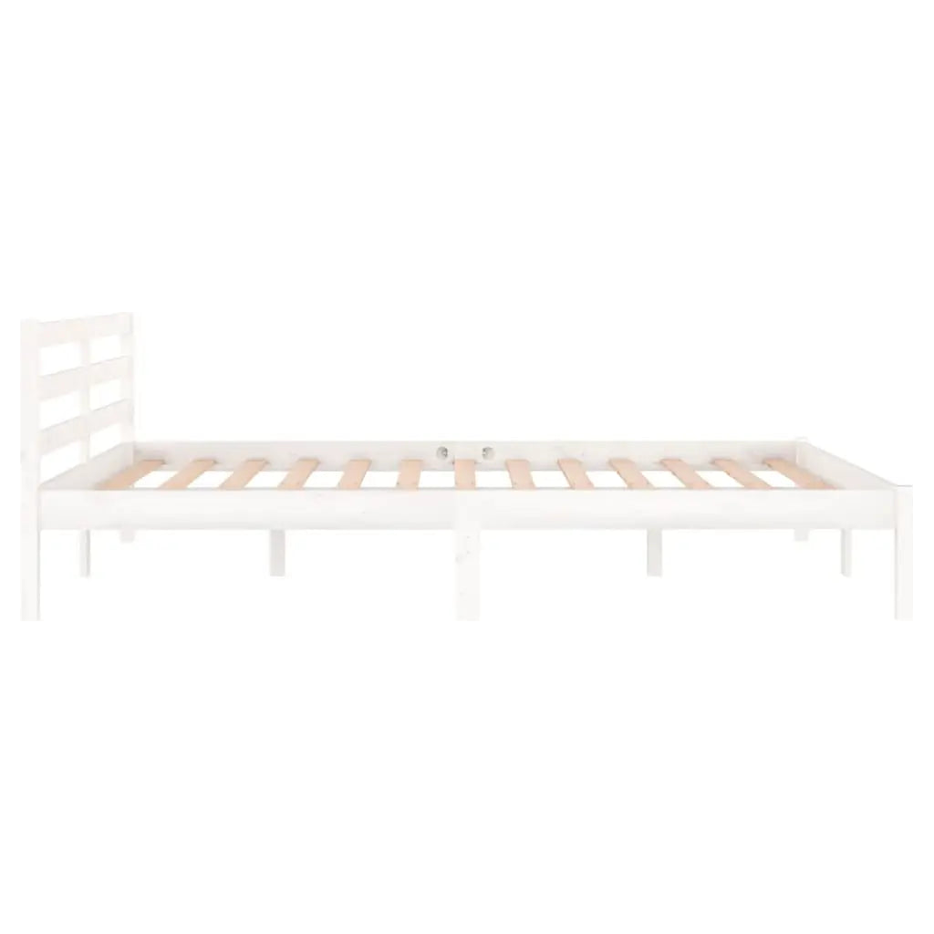 Bed Frame without Mattress Solid Wood Pine White - Living with Luxury