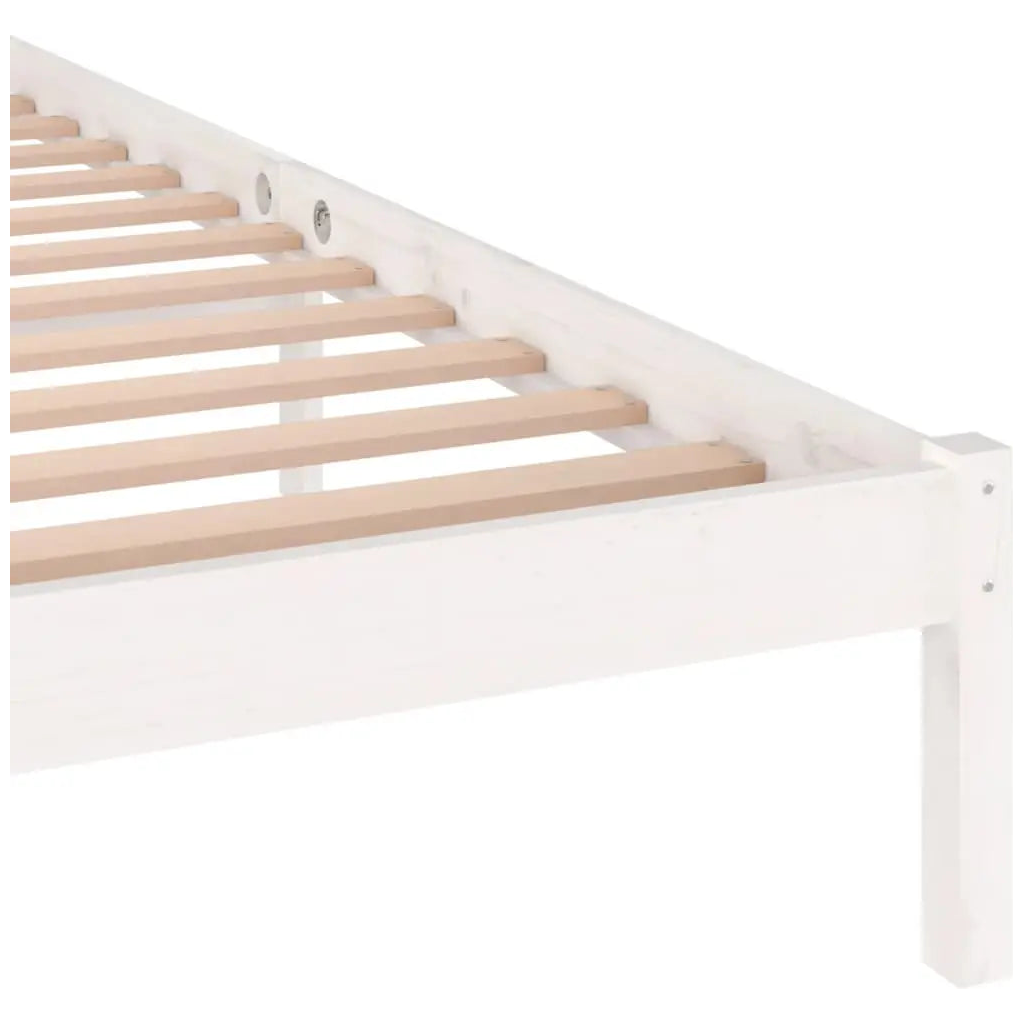 Bed Frame without Mattress Solid Wood Pine White - Living with Luxury