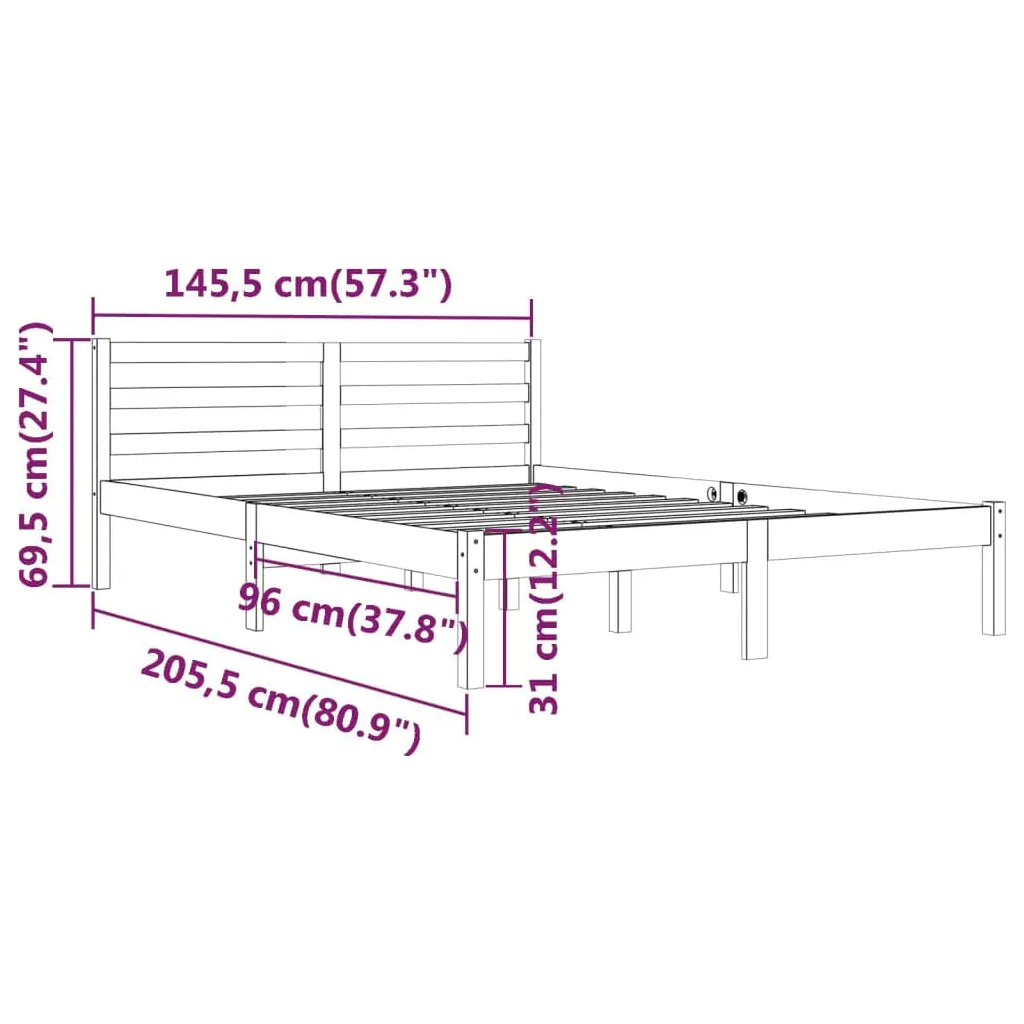 Bed Frame without Mattress Solid Wood Pine White - Living with Luxury