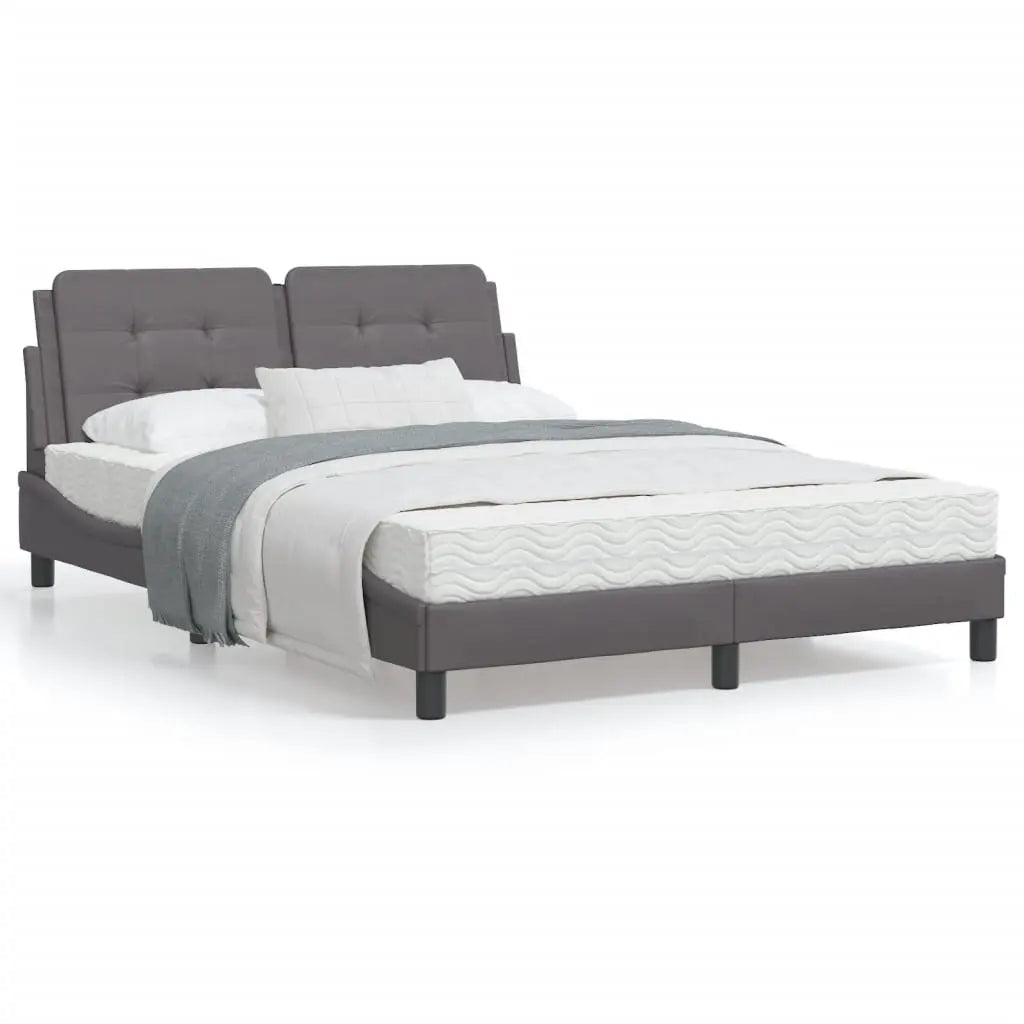 Bed Frame without Mattress Grey Faux Leather - Living with Luxury