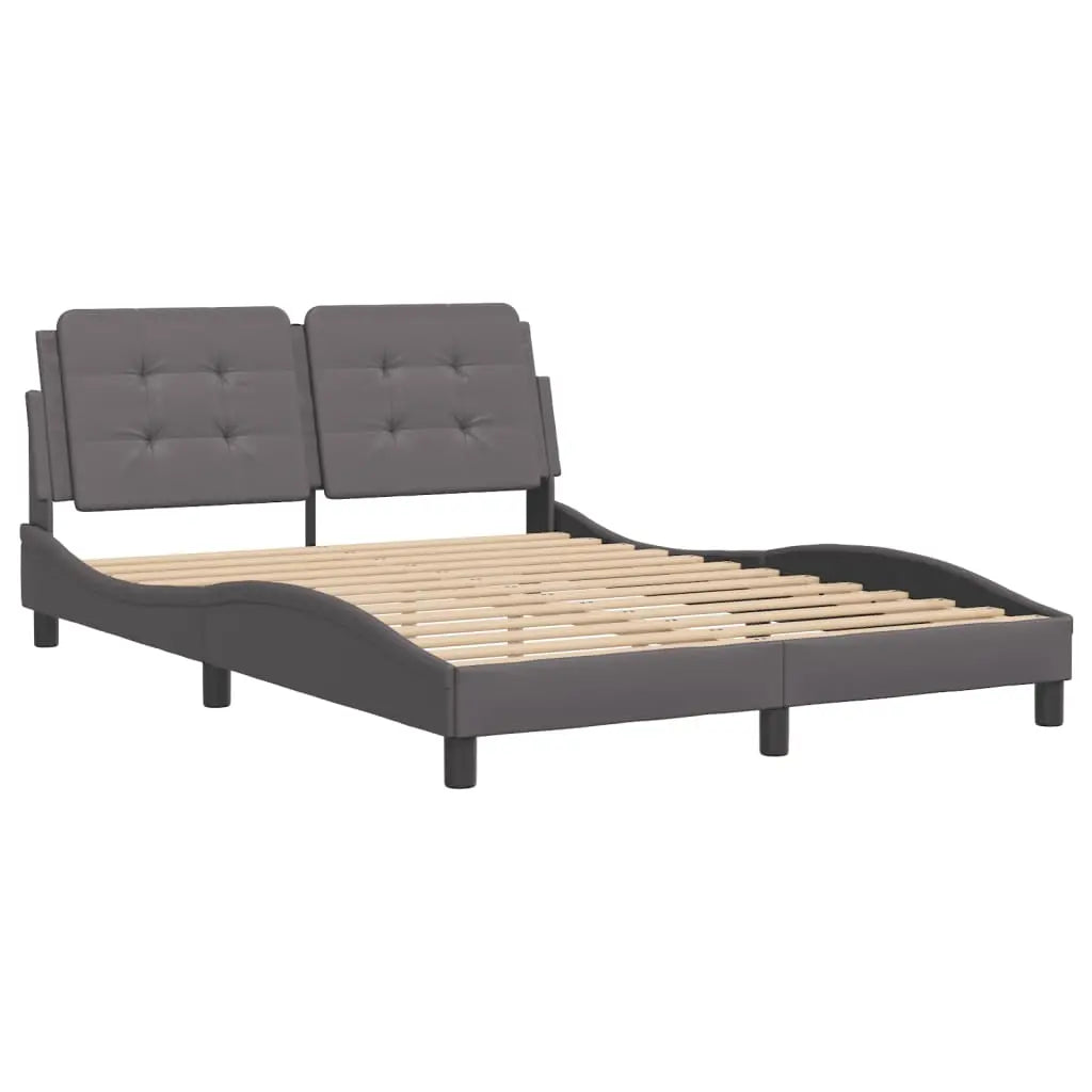 Bed Frame without Mattress Grey Faux Leather - Living with Luxury
