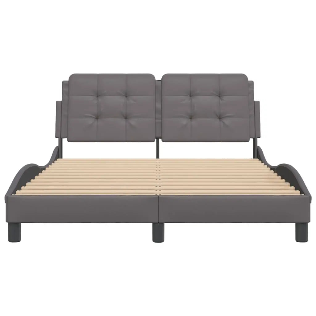 Bed Frame without Mattress Grey Faux Leather - Living with Luxury