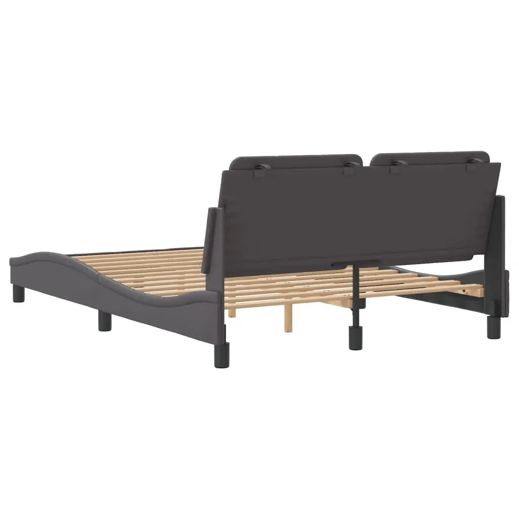 Bed Frame without Mattress Grey Faux Leather - Living with Luxury