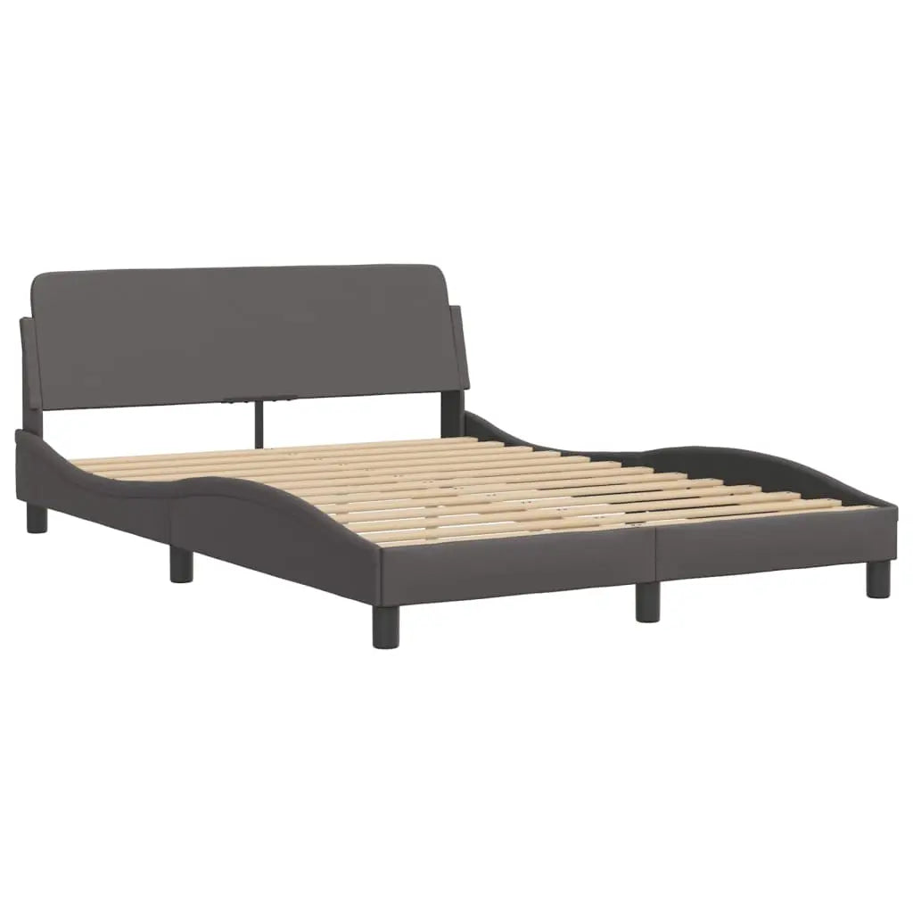 Bed Frame without Mattress Grey Faux Leather - Living with Luxury