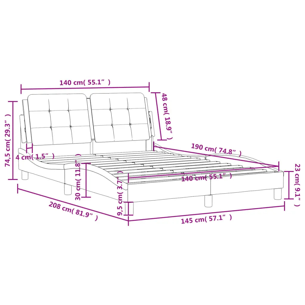 Bed Frame without Mattress Grey Faux Leather - Living with Luxury