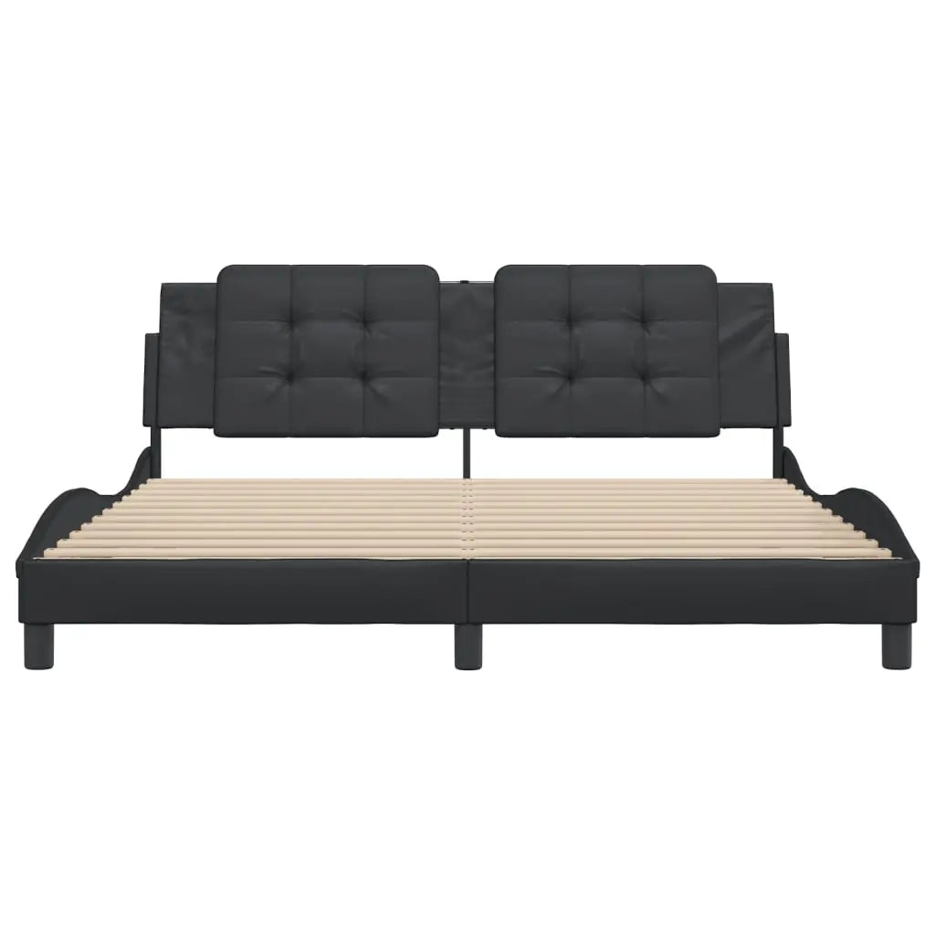 Bed Frame without Mattress Black Super King Faux Leather - Living with Luxury