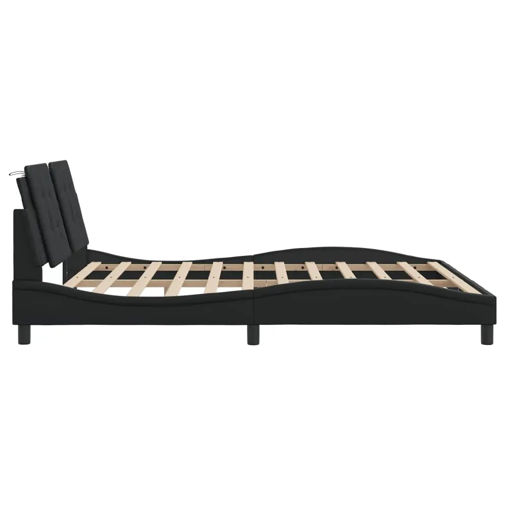 Bed Frame without Mattress Black Super King Faux Leather - Living with Luxury
