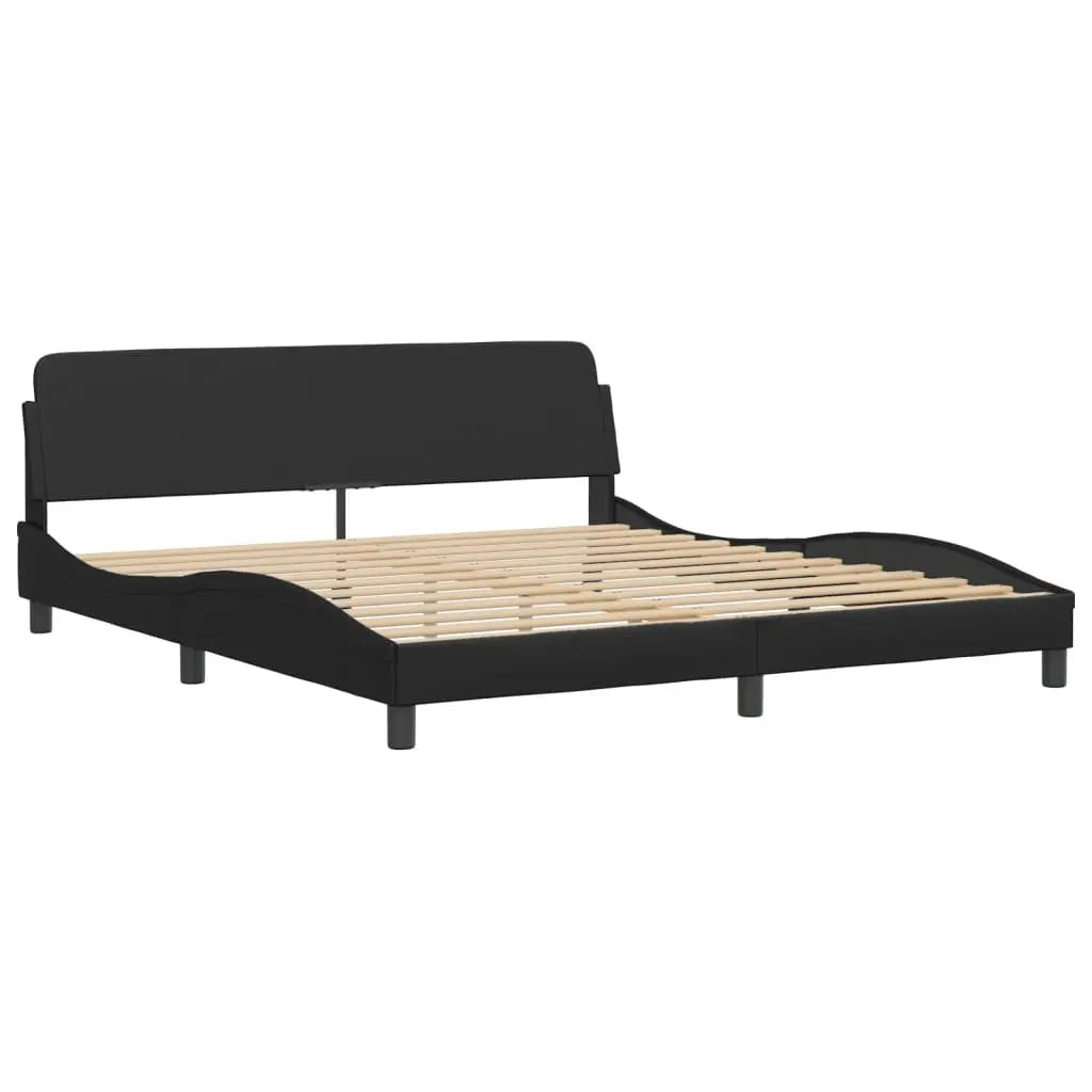 Bed Frame without Mattress Black Super King Faux Leather - Living with Luxury