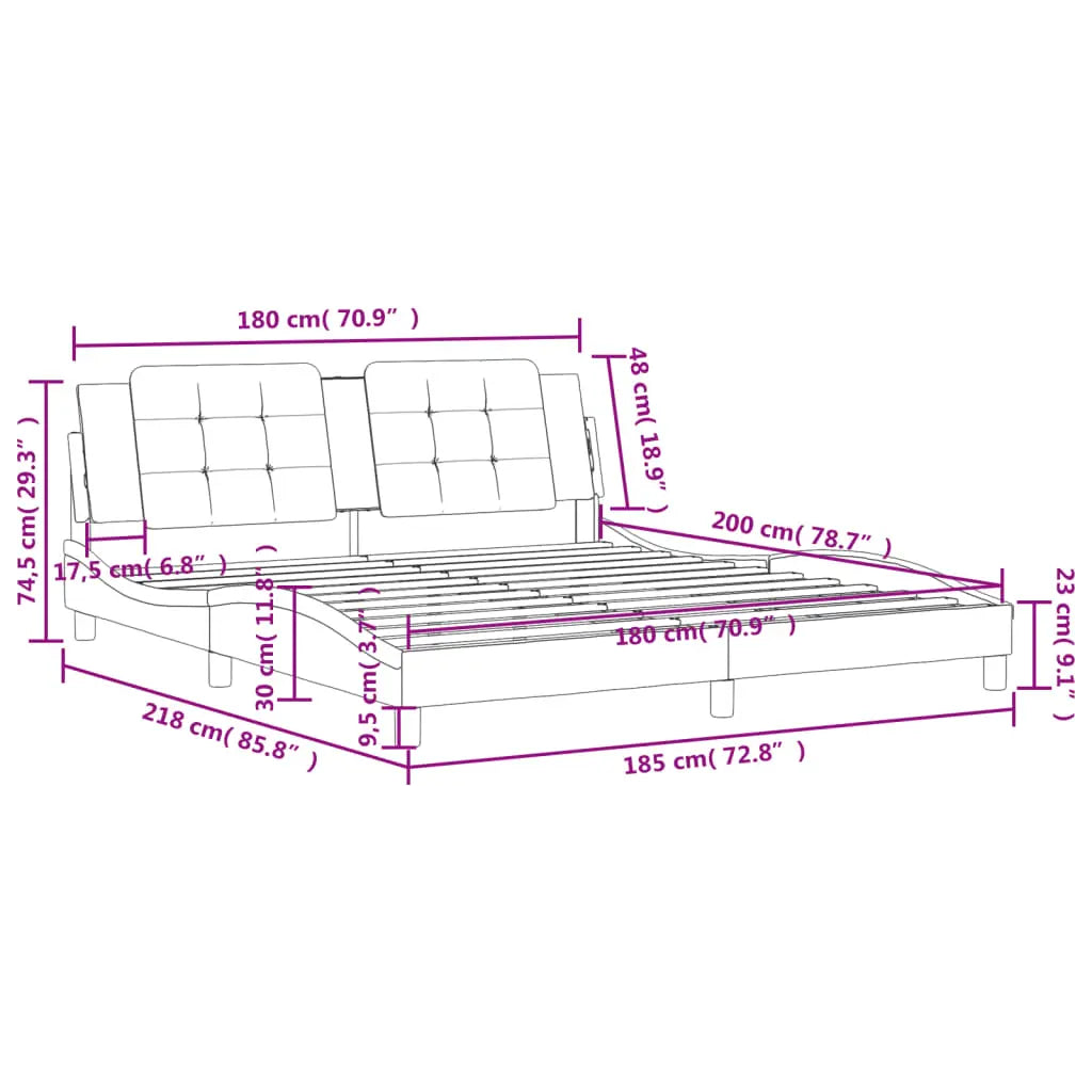 Bed Frame without Mattress Black Super King Faux Leather - Living with Luxury