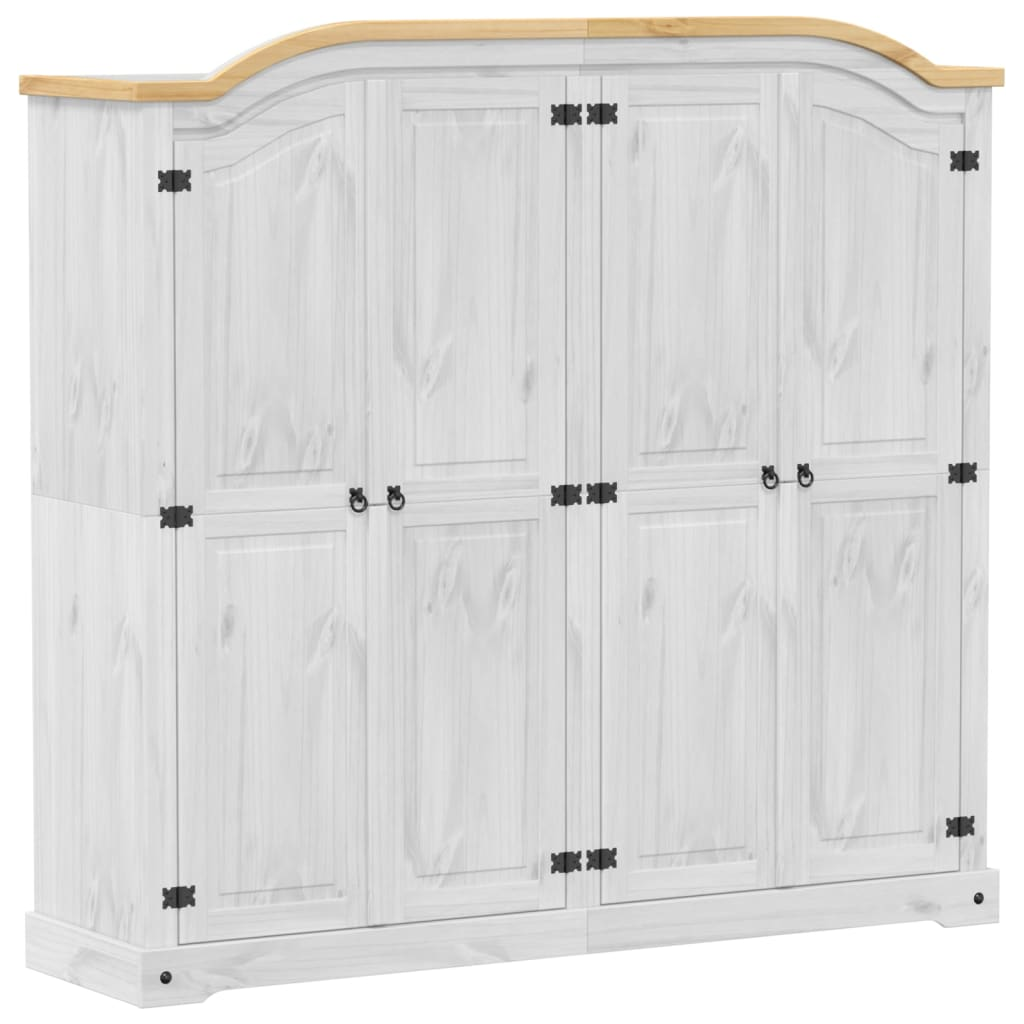 Wardrobe Corona White Solid Wood Pine Living with Luxury