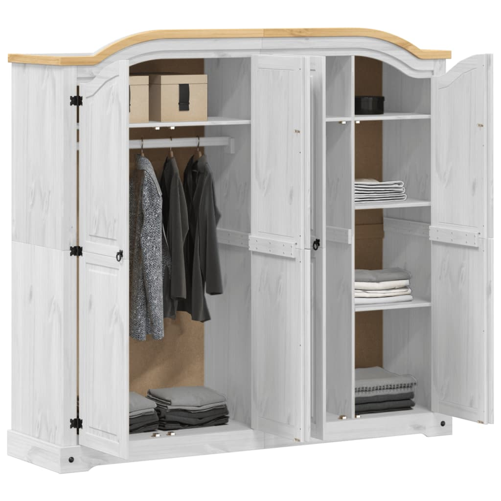 Wardrobe Corona White Solid Wood Pine Living with Luxury