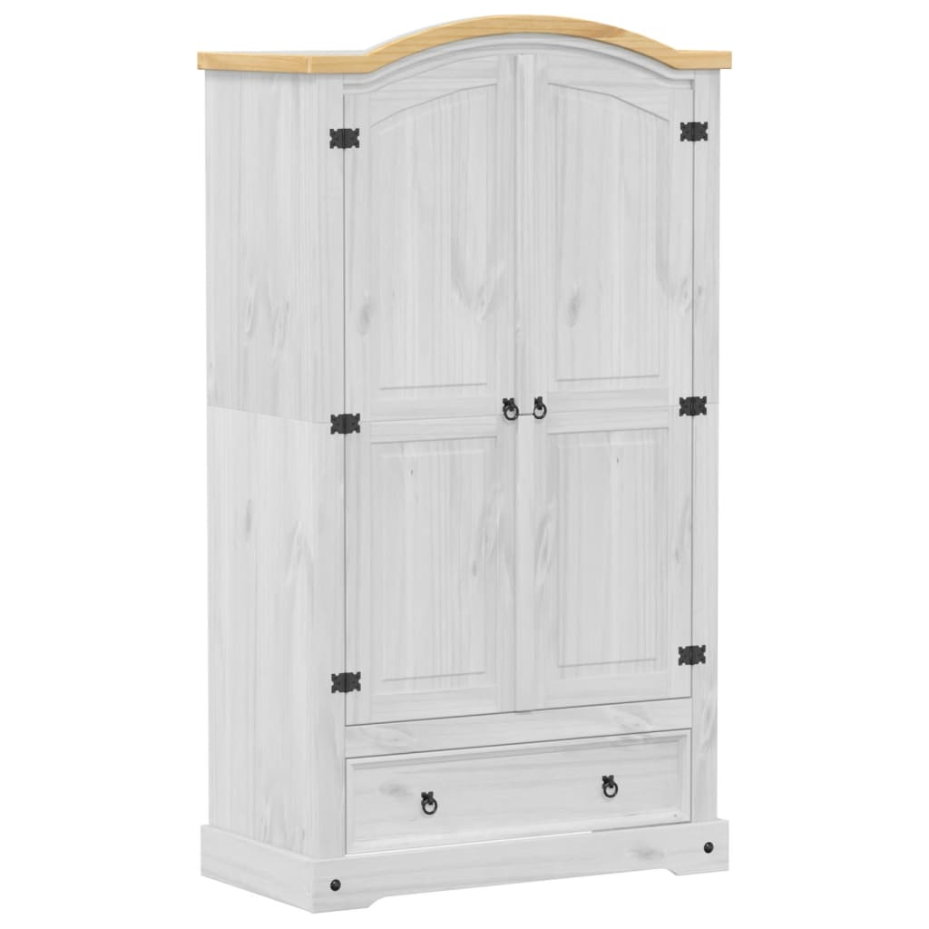 Wardrobe Corona White Solid Wood Pine Living with Luxury
