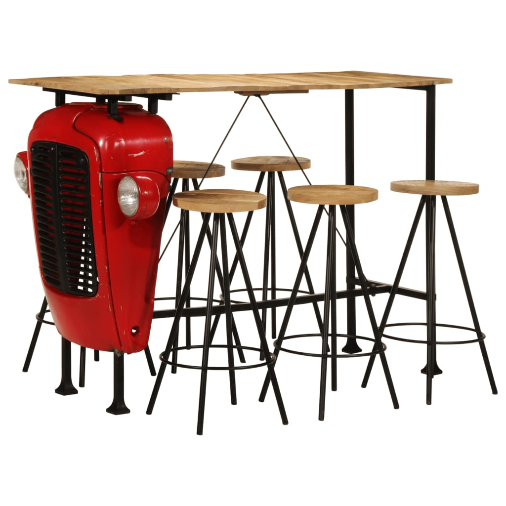 7 Piece Bar Set Solid Wood Mango Living with Luxury