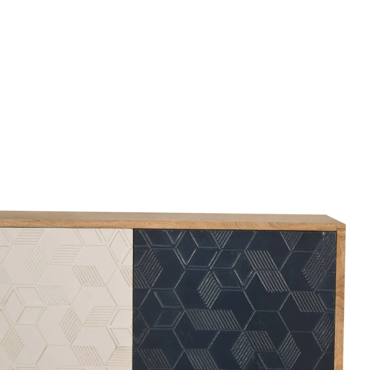 Acadia White and Navy Cabinet Living with Luxury