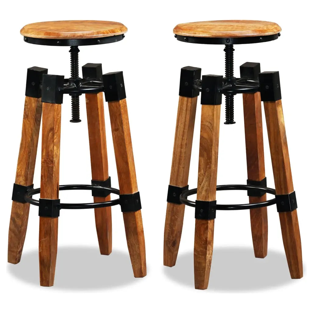 Bar Stools 2 pcs Solid Mango Wood Living with Luxury