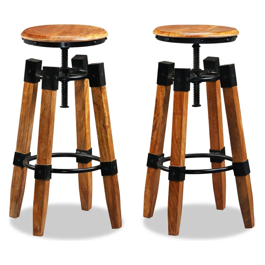 Bar Stools 2 pcs Solid Mango Wood Living with Luxury