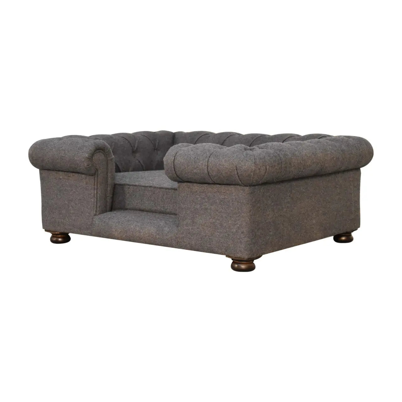 Battleship Tweed Button Pet Bed Living with Luxury
